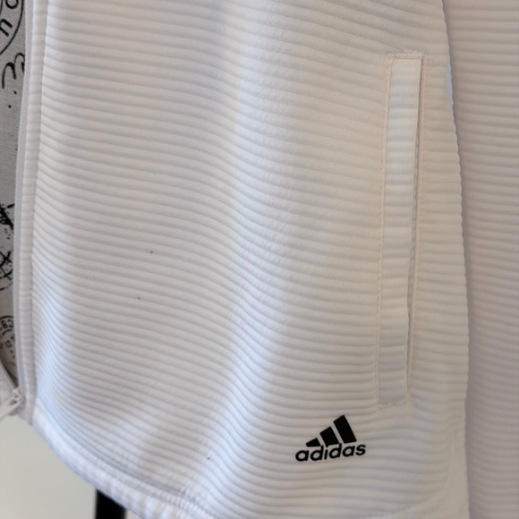 adidas Golf XL White Ribbed Full-Zip Bomber Jacket - Picture 9 of 10